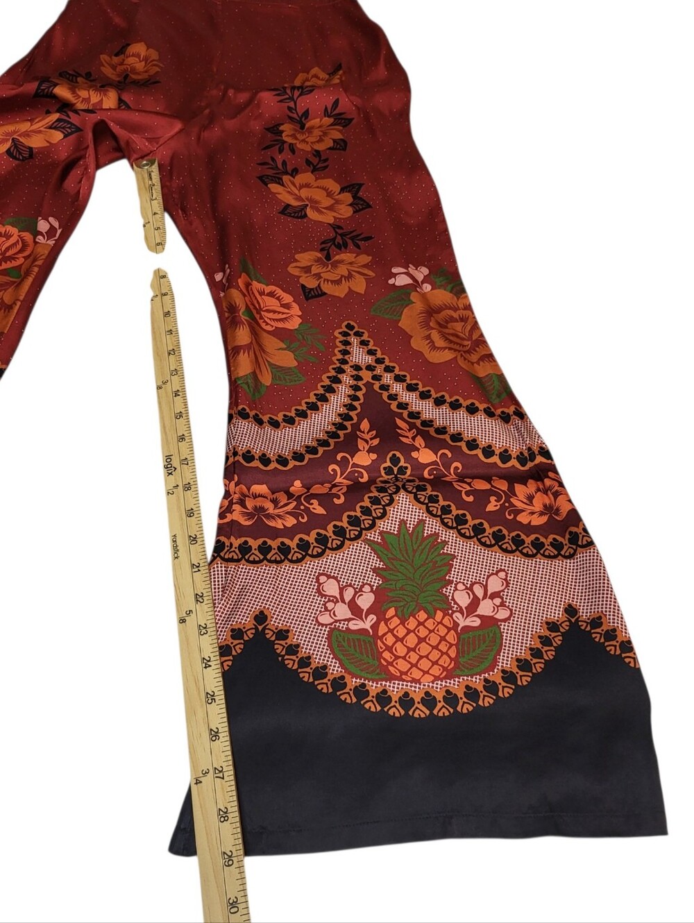 Farm Rio Anthropologie One Shoulder Jumpsuit Sz M Red Floral Satin Boho Festival - Picture 11 of 16